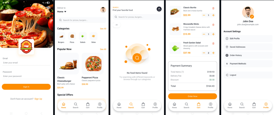 Food Delivery App - React Native Expo